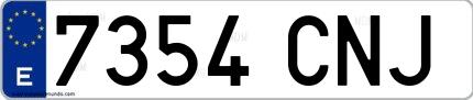 Ejemplo de matrícula española 7354 CNJ