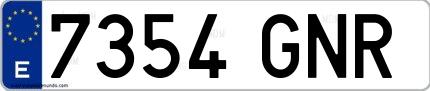 Ejemplo de matrícula española 7354 GNR