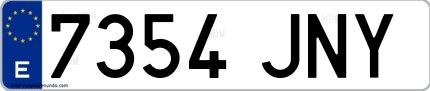 Ejemplo de matrícula española 7354 JNY