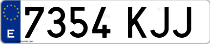 Ejemplo de matrícula de coche ordinaria 7354 KJJ