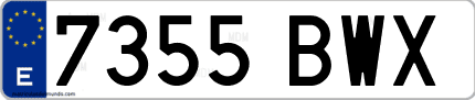 Ejemplo de matrícula de coche ordinaria 7355 BWX