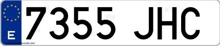 Ejemplo de matrícula española 7355 JHC
