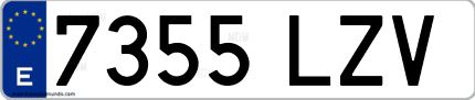 Ejemplo de matrícula de coche ordinaria 7355 LZV