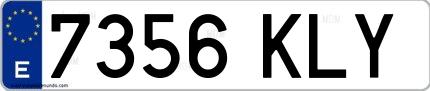 Ejemplo de matrícula española 7356 KLY