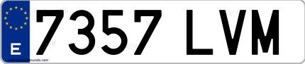 Ejemplo de matrícula española 7357 LVM