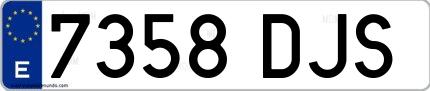 Ejemplo de matrícula española 7358 DJS