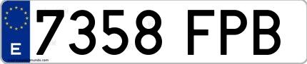 Ejemplo de matrícula española 7358 FPB