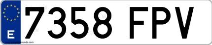 Ejemplo de matrícula española 7358 FPV