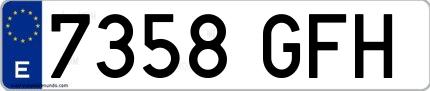 Ejemplo de matrícula española 7358 GFH