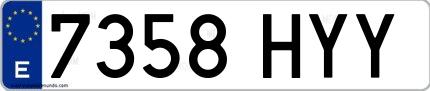 Ejemplo de matrícula española 7358 HYY