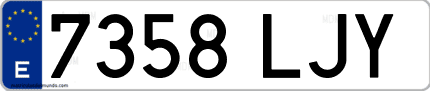 Ejemplo de matrícula de coche ordinaria 7358 LJY