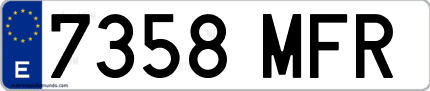 Ejemplo de matrícula de coche ordinaria 7358 MFR
