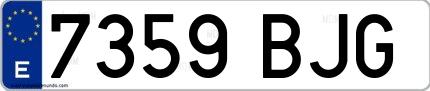 Ejemplo de matrícula española 7359 BJG