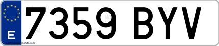 Ejemplo de matrícula española 7359 BYV
