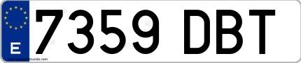 Ejemplo de matrícula española 7359 DBT