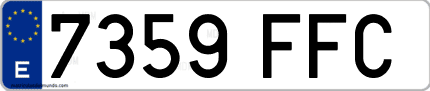 Ejemplo de matrícula de coche ordinaria 7359 FFC