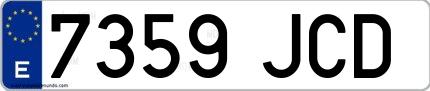 Ejemplo de matrícula española 7359 JCD