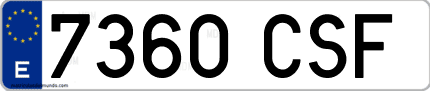 Ejemplo de matrícula de coche ordinaria 7360 CSF