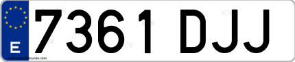 Ejemplo de matrícula de coche ordinaria 7361 DJJ