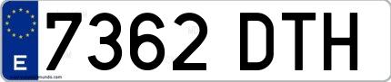 Ejemplo de matrícula española 7362 DTH
