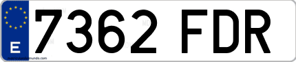 Ejemplo de matrícula de coche ordinaria 7362 FDR