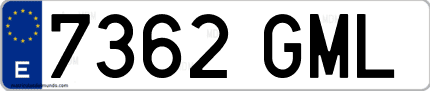 Ejemplo de matrícula de coche ordinaria 7362 GML