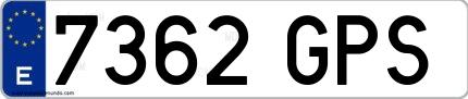 Ejemplo de matrícula española 7362 GPS