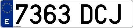 Ejemplo de matrícula española 7363 DCJ