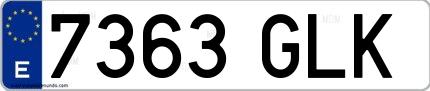 Ejemplo de matrícula española 7363 GLK
