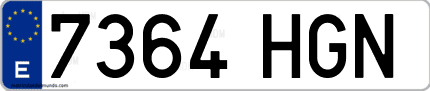 Ejemplo de matrícula de coche ordinaria 7364 HGN