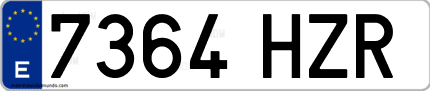 Ejemplo de matrícula de coche ordinaria 7364 HZR