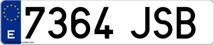 Ejemplo de matrícula española 7364 JSB