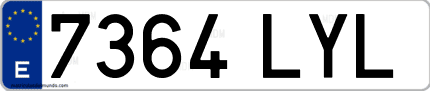 Ejemplo de matrícula de coche ordinaria 7364 LYL