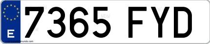 Ejemplo de matrícula española 7365 FYD