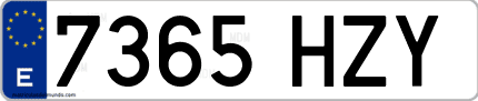 Ejemplo de matrícula de coche ordinaria 7365 HZY