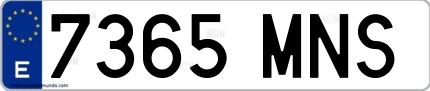 Ejemplo de matrícula española 7365 MNS