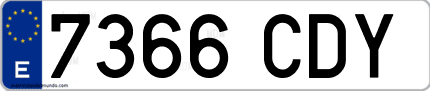 Ejemplo de matrícula de coche ordinaria 7366 CDY