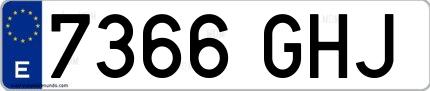 Ejemplo de matrícula española 7366 GHJ