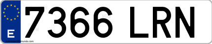 Ejemplo de matrícula de coche ordinaria 7366 LRN