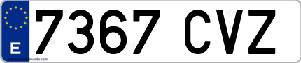 Ejemplo de matrícula de coche ordinaria 7367 CVZ