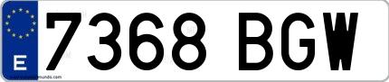 Ejemplo de matrícula española 7368 BGW