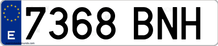 Ejemplo de matrícula de coche ordinaria 7368 BNH