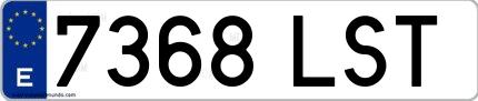 Ejemplo de matrícula española 7368 LST