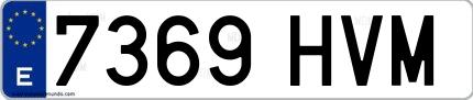 Ejemplo de matrícula española 7369 HVM
