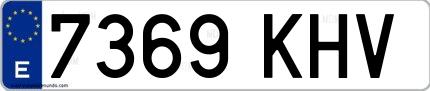 Ejemplo de matrícula española 7369 KHV