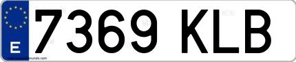 Ejemplo de matrícula española 7369 KLB