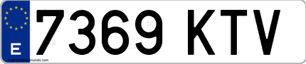 Ejemplo de matrícula de coche ordinaria 7369 KTV