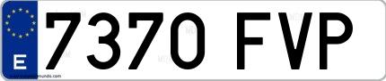 Ejemplo de matrícula española 7370 FVP