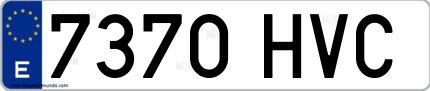 Ejemplo de matrícula española 7370 HVC
