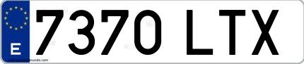 Ejemplo de matrícula española 7370 LTX
